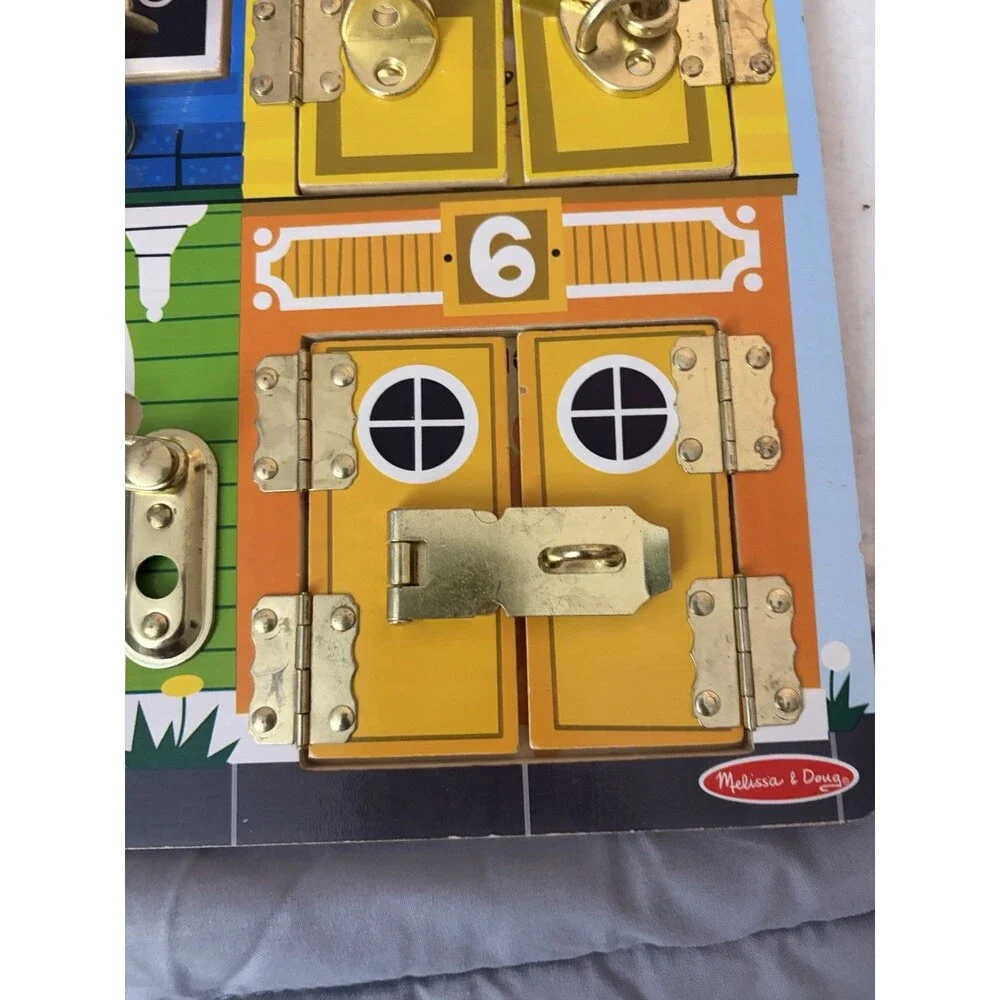 Melissa & Doug Latches Board Kids Wooden Montessori Learning Activity Toy